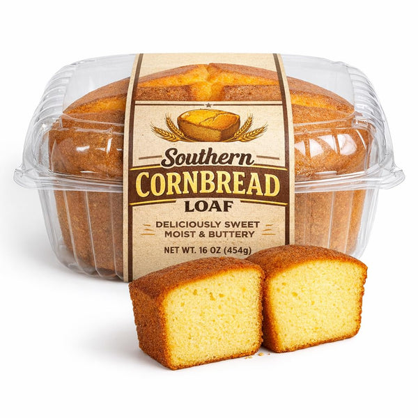 JO BAKES Southern Cornbread Loaf Sweet Rich Buttery Flavor Homemade Style Freshly Baked Whole