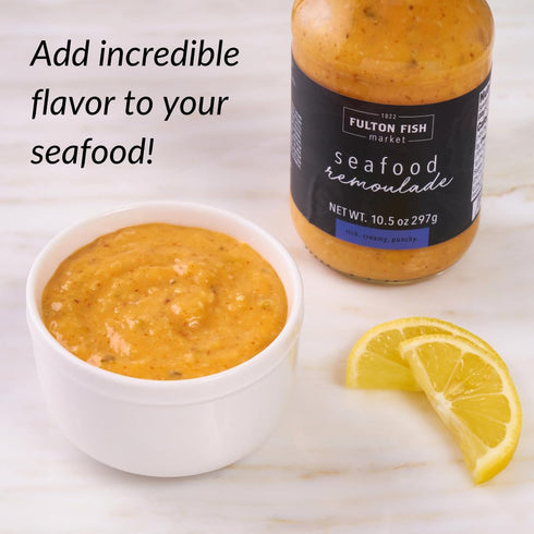 10.5 oz Fulton Fish Market Seafood Remoulade, Cajun-Inspired Creamy Dipping Sauce for Fried Fish & Shrimp, New Orleans