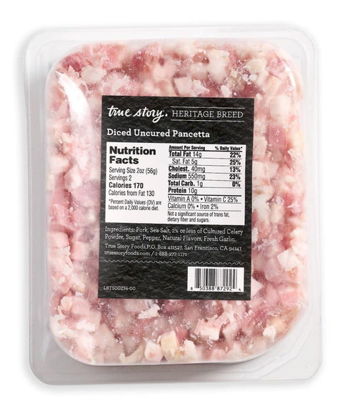 True Story Foods 4 OZ Heritage Breed Diced Uncured Pancetta