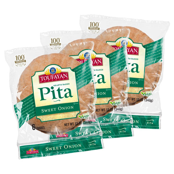 Toufayan Sweet Onion Pita Bread Soft Hearth-Baked Pocket Pita | Freeze on