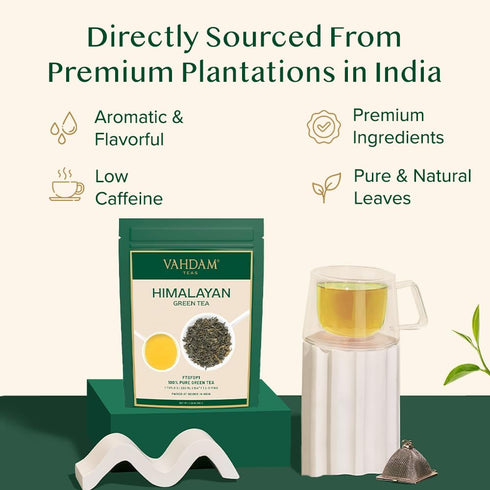 (50+ 3.53 Oz) VAHDAM, Himalayan Green Tea Leaves Cups, Non GMO, Gluten Free | High Elevation Grown Green Tea Leaves