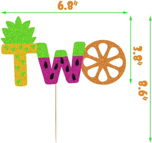 Twotti Frutti Cake Topper, Summer Fruit 2nd Birthday Cake Decor, Pineapple/Watermelon/Orange/Lemon/Strawberry/Banana