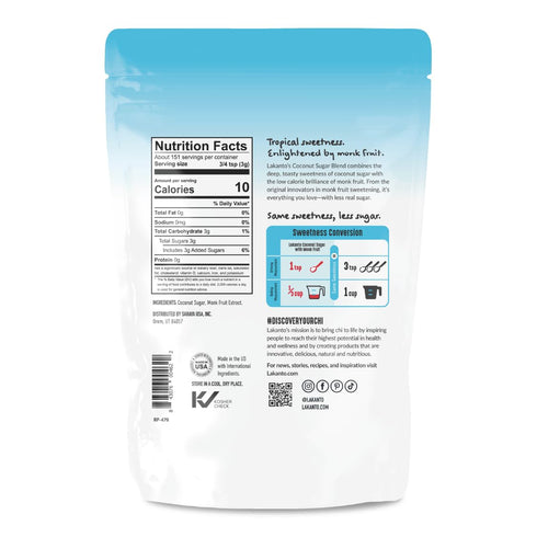 (1 lb) Lakanto Coconut Sugar with Monk Fruit Sweetener - Reduced Sugar for Coffee, Tea, Oatmeal, Cooking, Baking