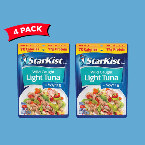 StarKist Chunk Light Tuna, 2.6 oz Pouch (4 Pack) - Wild Caught, Ready to Eat, 17g Protein, Gluten Free, Perfect for