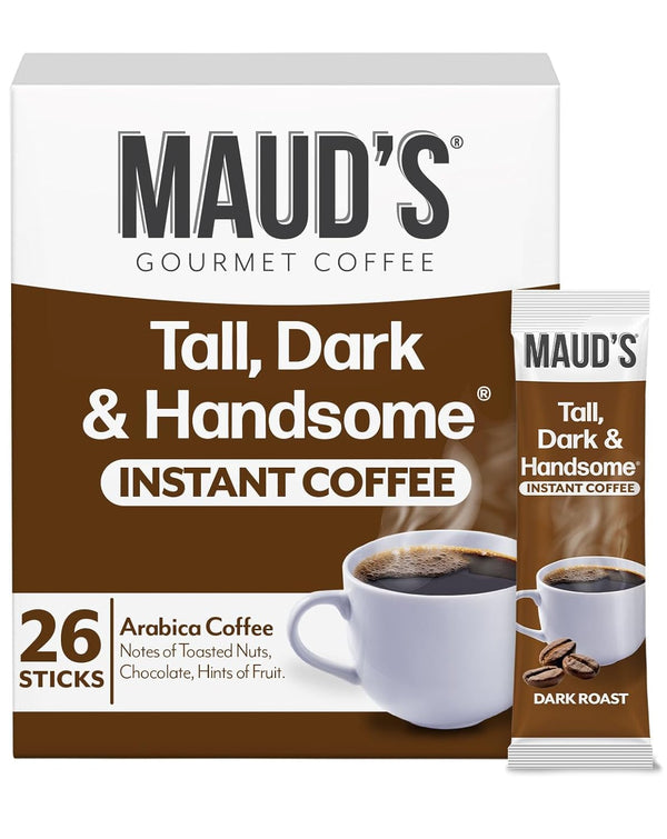 Maud's Dark Roast Instant Coffee, 26 ct, 100% Arabica Coffee, Instant Hot