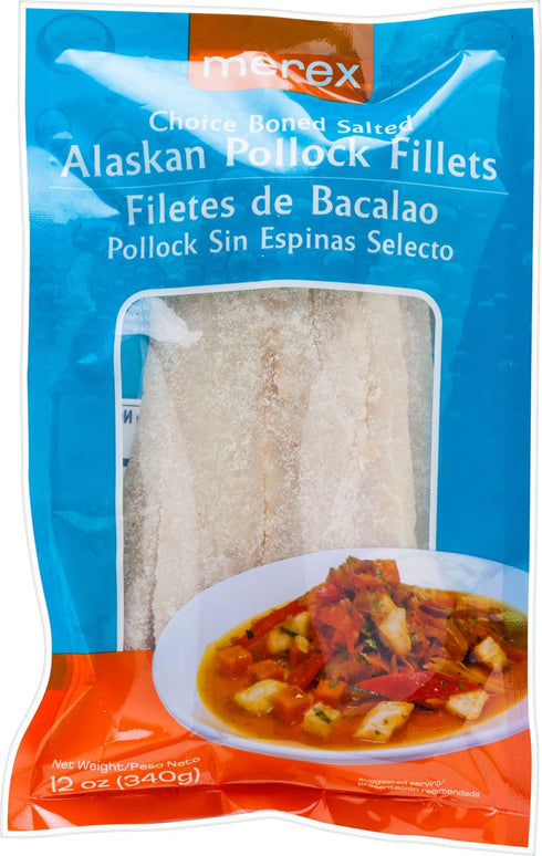 Merex , Choice Boned Salted Alaskan Pollock Fillets, 12 Ounce