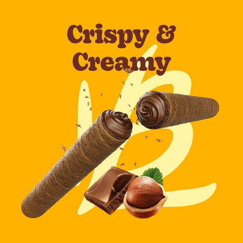 14.1 oz (Pack 1) Bauducco Wafer Rolls, Crispy Chocolate Wafer Rolls Filled with Creamy Hazelnut
