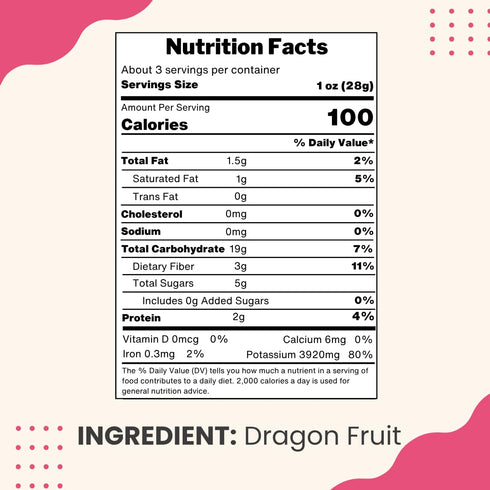 FAR'S ORCHARD 3oz, Fars Orchard Dried Dragon Fruit Snacks All Natural Dragon Fruit, No Sugar Added, Non-GMO, Vegan