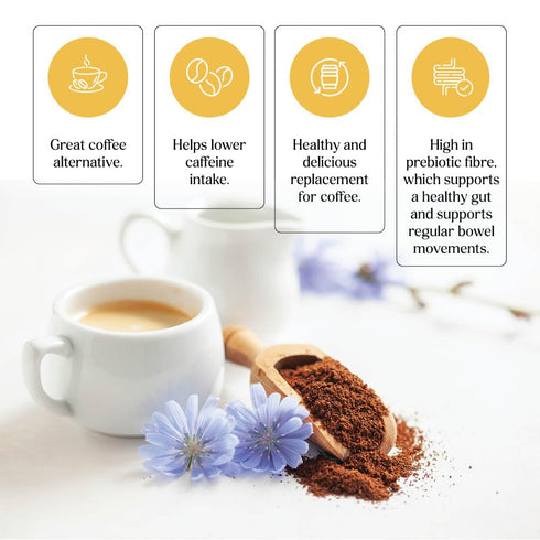 100% 7oz nuKAF By Gourmanity Instant Chicory Coffee Alternative, Brews Like Regular Coffee, All Natural Chicory Root