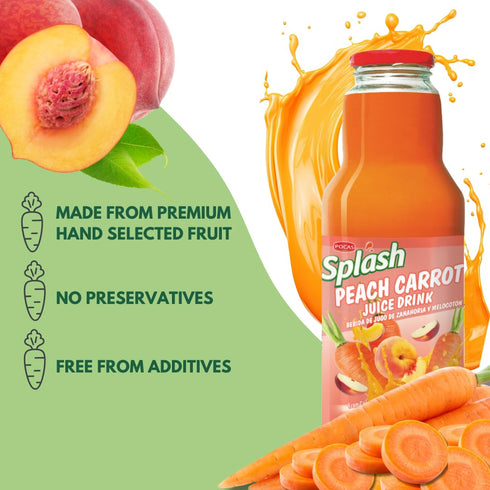 Pocas 750ml, 4 Pack SPLASH Peach Carrot Juice Drink