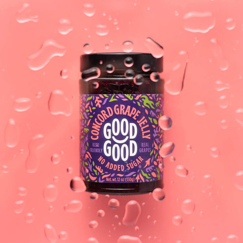 12oz 330g (Pack 1) GOOD GOOD Concord Grape Jelly Jam - No Added Sugar - Low Calorie - Gluten Free and Vegan - Diabetic