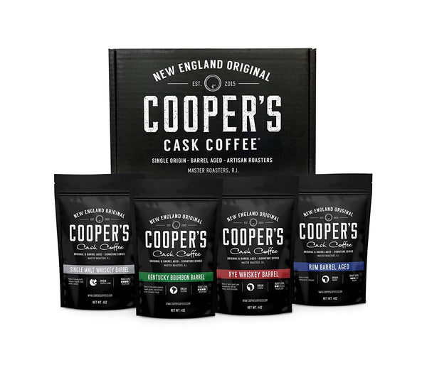Bourbon & Whiskey Barrel Aged Coffee Box Set - 4-Bag Roasted Coffee
