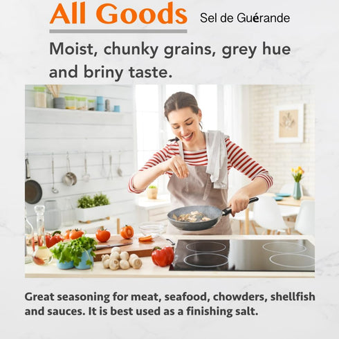 4 lb 82 All Goods Mineral Organic Grey Sea Salt Coarse Jar, Minerals, French Gray, Hand-Harvested, Les Gurandais