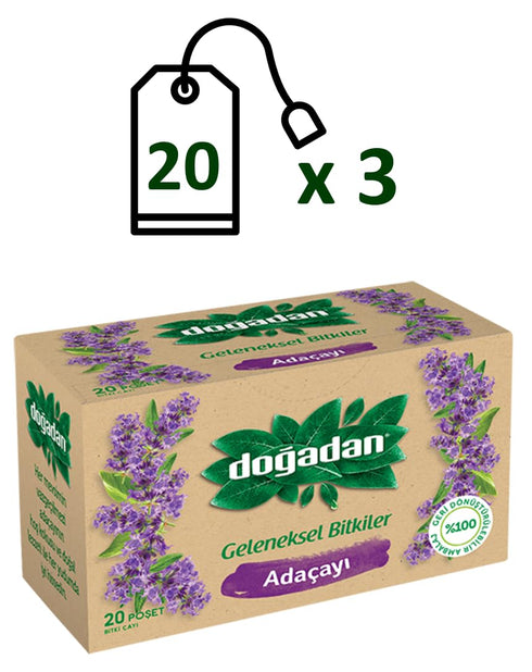 Adacayi Sage Herbal Tea, 20 Tea Bags - Pack of 3