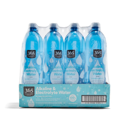 365 by Whole Foods Market , Alkaline & Electrolyte Water, 33.8 Fl Oz (Pack of 12)