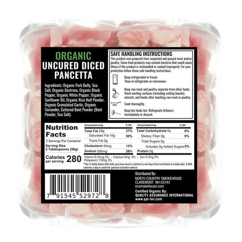 North Country Smokehouse 4 Oz Organic Diced Pancetta