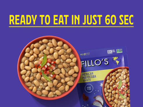 10 oz 6 Fillo's Mexican Mayocoba Beans - Ready to Eat Beans, Gluten-Free, Preservative-Free, Microwavable, Non-GMO