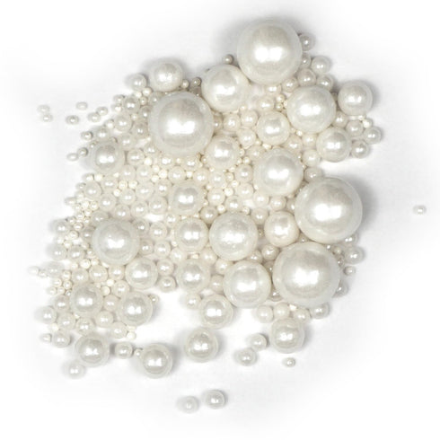 4.58 oz Edible Pearls White Sugar Sprinkles Resealable Jar, Edible Pearls For Cake Decorating, White Pearl Sprinkles