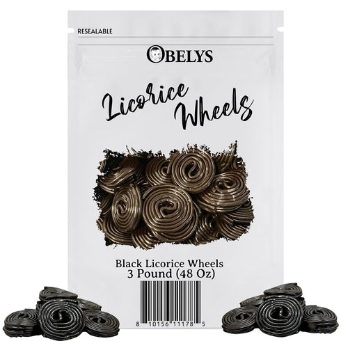 3 lb Black Licorice Wheels Bag Rich Licorice Flavor Soft & Chewy Texture Perfect for Snacking & Gifting Sweet Treat