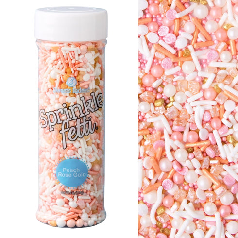 Sweets Indeed Sprinkles - Peach Rose Gold Edible Sprinkle Mix for Cake Decorations, Baking, Ice Cream, Cookies