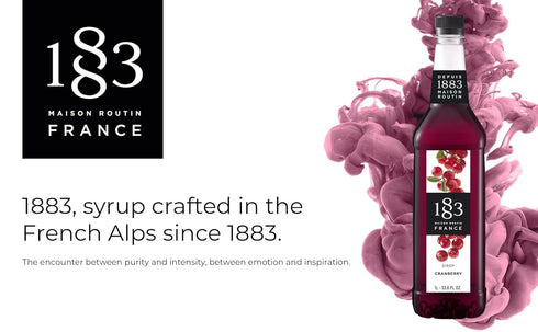1883 1 Cranberry Syrup for Drinks, Made in France, Liter Plastic Bottle