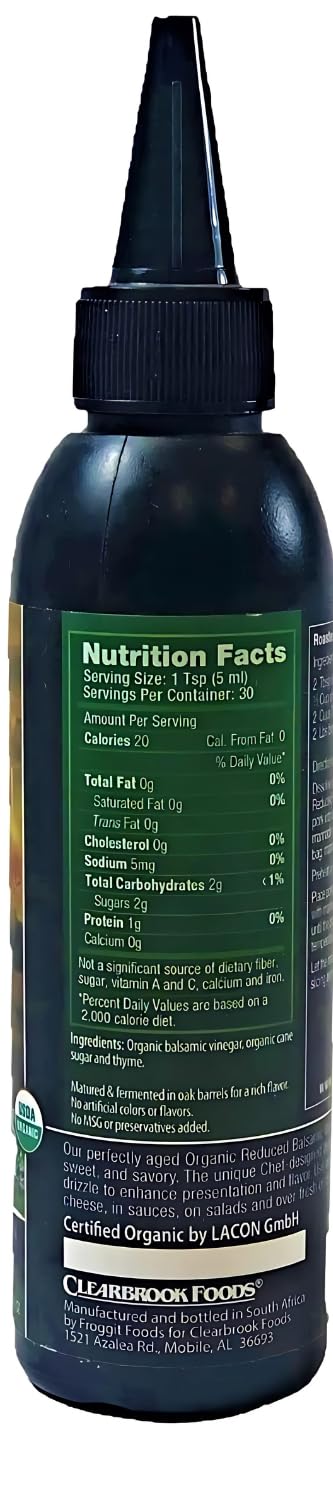 Castillo de Piñar Thyme Balsamic Reduced Vinegar - 150ml, Certified USDA Organic Non GMO