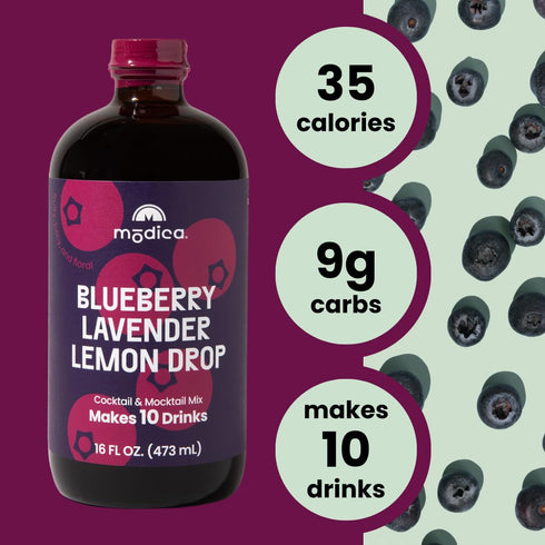 (10 Modica Bluberry Lavender Lemon Drop - Premium Non-Alcoholic Cocktail & Mocktail Mixer Servings) Created by