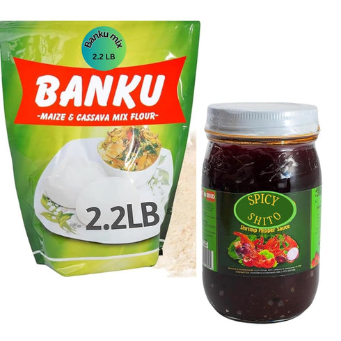 Banku Mix Ghana 2.2 LB + Special Shito 8oz Mild Pounded Maize