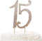 15 Gold Cake Topper, Premium Sparkly Crystal Rhinestones, 15th Birthday or Anniversary Decoration