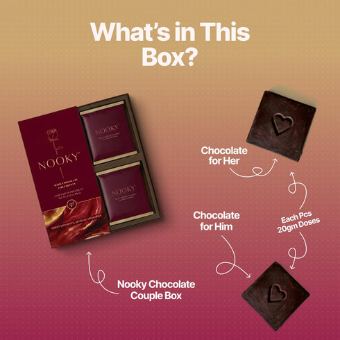 Nooky (Pack 1) 40 Couple Dark Chocolate for Men & Women of | Premium Dark Chocolate Treat | Gift for Couples | Vegan
