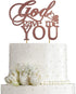 God Gave Me You Cake Topper for Wedding, Engagement, Marriage Party Decorations, Double-faced Rose Gold Glitter