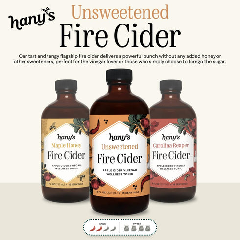 32 oz Hany's Harvest Unsweetened Fire Cider fl Glass Bottle | All-Natural, Small-Batch, Handcrafted, Non-GMO