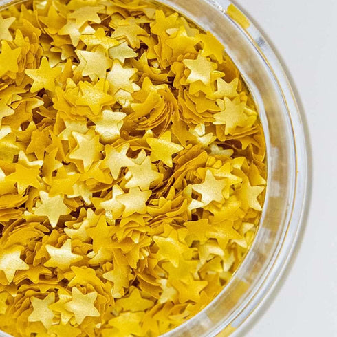 Gold Edible Star Shaped Glitter for Cakes, Fancy Edible Stars Cake Decorations in Metallic Gold for Baking, Toppings