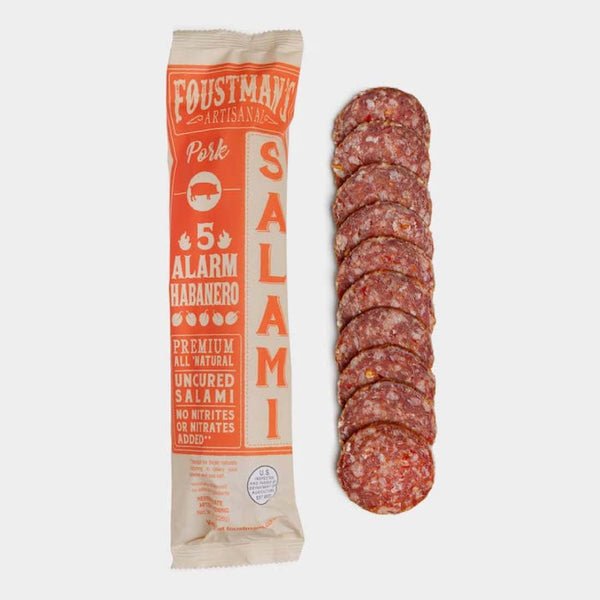 Foustman's Salami Pork 5 Alarm Habanero Artisanal, Nitrate-Free, Naturally Cured, Gluten-Free, Dairy-Free,