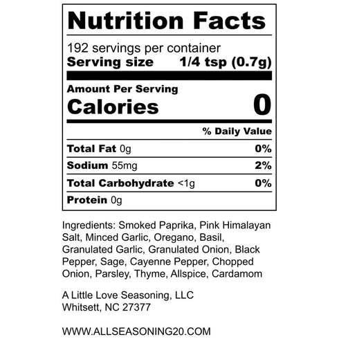 A Little Love Seasoning's, Healthy Herbs and Spices Blend, Vegan Seasoning Essentials for Cooking, Gluten Free, No Sugar, and No GMO, (All-Purpose, 4.3oz)