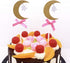 30Pcs Glitter Cupcake Toppers, Gold Moon & Silver Star with Pink Bowknot for Birthday Party, Baby Shower Decorations