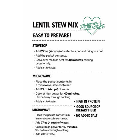 200 (7.05 oz) Mol Lentil Stew Mix g Dehydrated Vegan Lentil Soup Blend, High Protein & Fiber, No Added Salt, Gluten