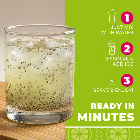 100 (1kg 35.2oz) La Monjita Agua Fresca Lime and Chia - Naturally Lime Flavored Drink Mix With Chia Seeds - Servings /