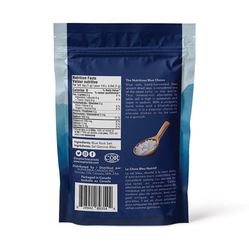 (227g EUPHERBIA Blue Salt, Coarse, Rare Mineral Salt, High Potassium, Lower Sodium, Natural, Unprocessed, Hand