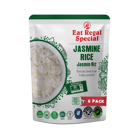 Eat Regal Jasmine Microwave Parboiled Rice Pack of 6, 8.8 Ounce, Ready Rice in 90 Sec |100% Natural Ingredients | Pre Cooked | Ready to Eat | Thai Sticky Rice | Side Dish