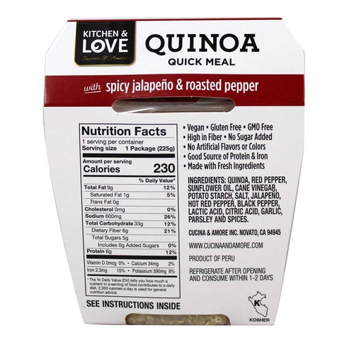 Quick Meal of Spicy Jalape o & Roasted Pepper Quinoa - Single Serving