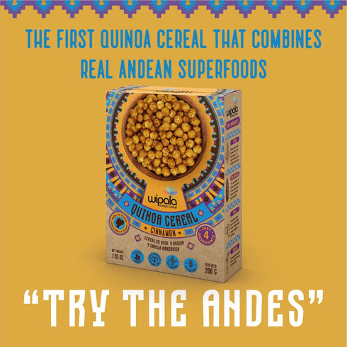 7 oz Wipala, Quinoa Cereal with Cinnamon & Panela, bag - Vegan, Gluten Free, Non GMO, Healthy Cereal made with Plant