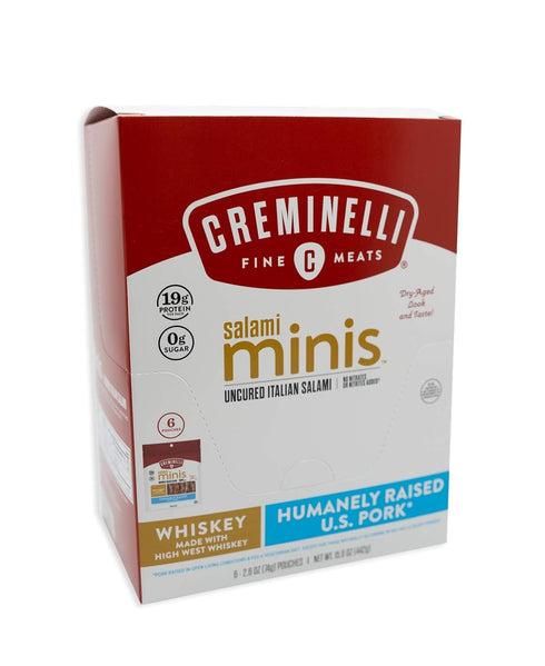 (6 count, 2.6oz), 19g 0g Creminelli Whiskey Salami Minis, Humanely Raised Pork*, No Added Nitrates or Nitrites, No