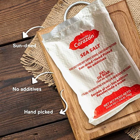 2-Pack (24.64 oz, 700 Amorcito Corazn - Coarse Sea Salt - Natural Salt from Mexico - g Each) - Perfect for Drinks