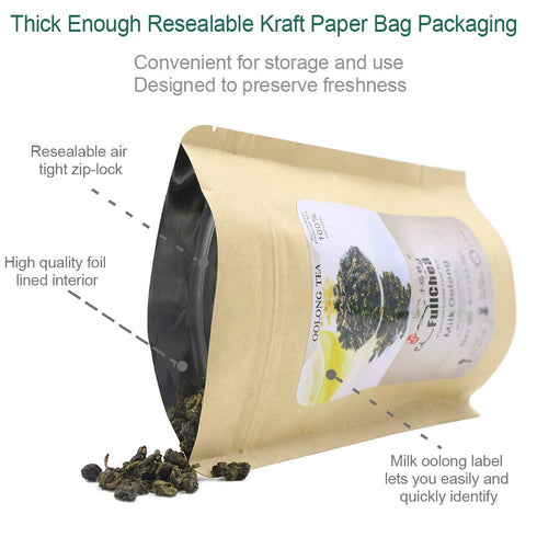 FullChea Milk Oolong Tea - Loose Leaf - Naturally Milky & Silky Taiwan High Mountain Jin Xuan, 4oz