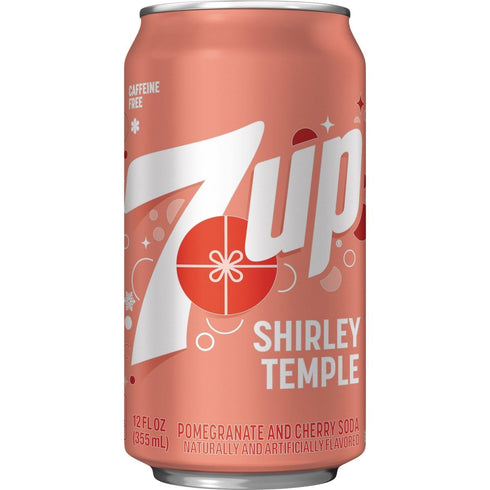 7UP 12 OZ 12 Pack Shirley Temple Pomegranate and Cherry Soda, Limited Edition, Caffeine-Free, FL Cans