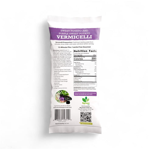 (1 Pack) Bgreen Food- Purple Yam & Sweet Potato Vermicelli, Premium Ube, Gluten-Free, Vegan