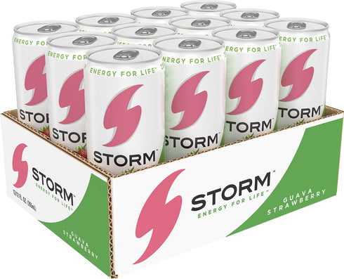 12 Oz (Pack 12) STORM Guava Strawberry, Fitness & Wellness Energy Drink, Fl