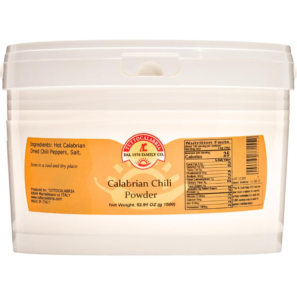 TUTTOCALABRIA, Calabrian Hot Chili Pepper Powder, Bulk Tub, 52.91 oz (1500 g)