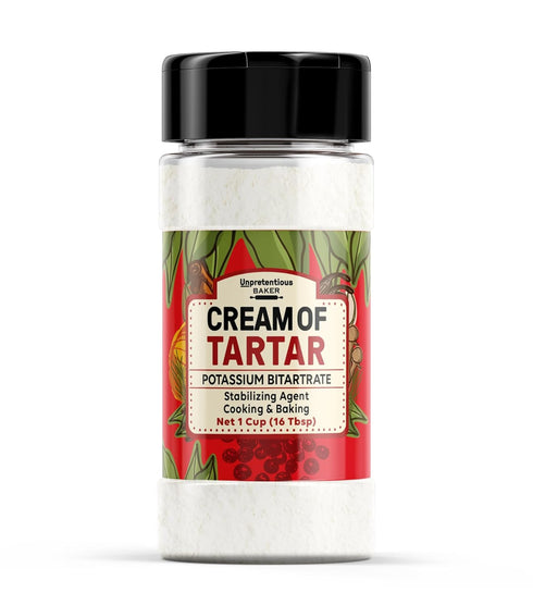 Unpretentious Cream of Tartar, 1 Cup, Non-GMO, Gluten Free, Vegan Spice Shaker with Slotted Cap